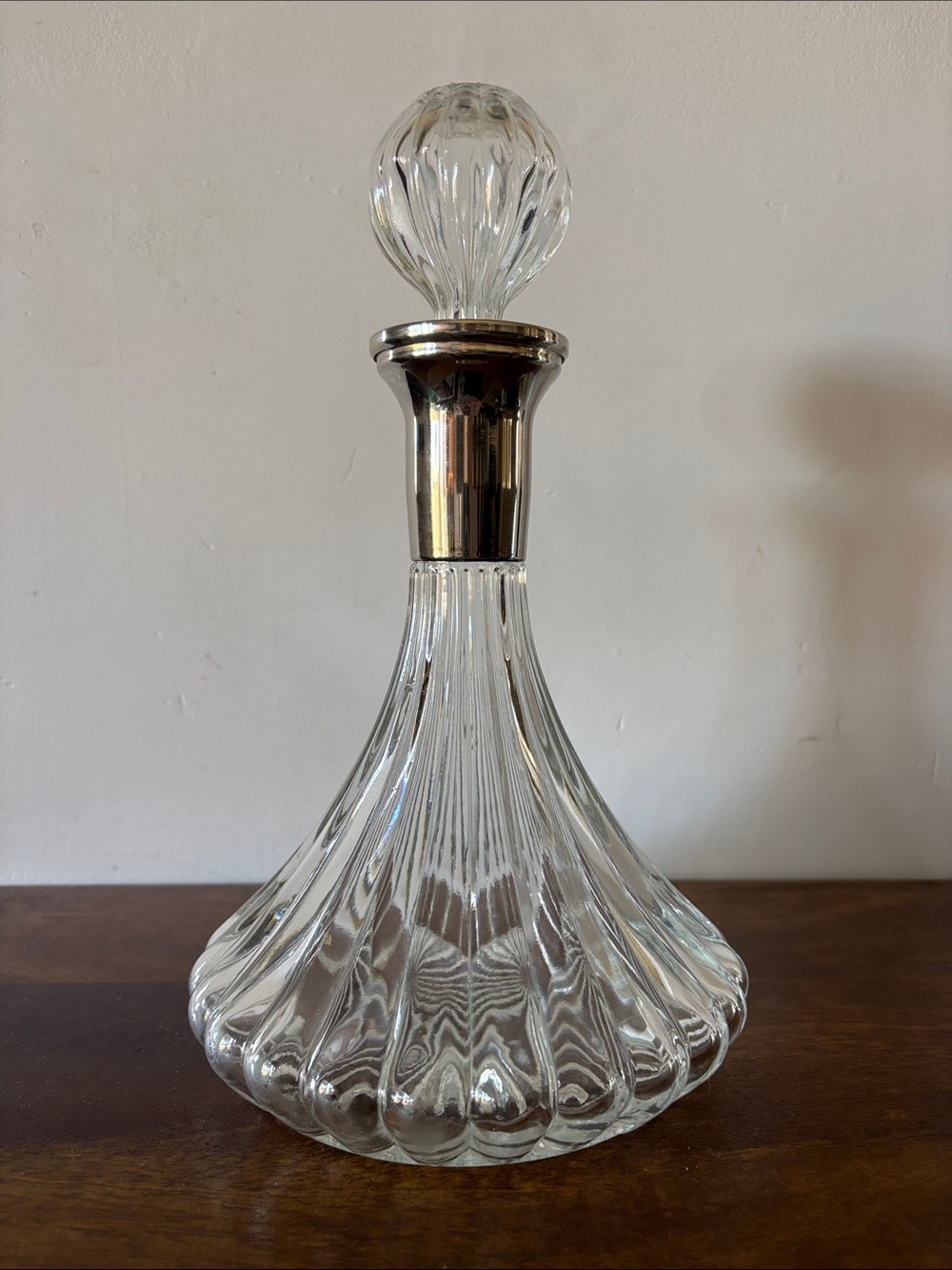 GODINGER - Silver Plate and Crystal Oxgord Captains Decanter